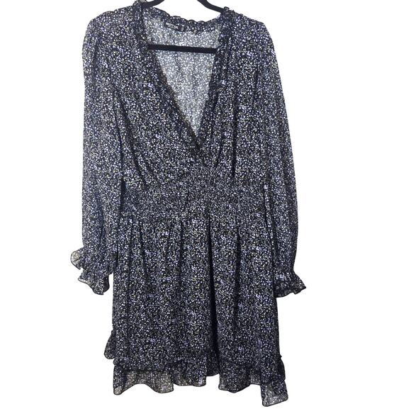 Nasty Gal Floral Wrap Mini Dress Plus Size 20 2X Ruffle Long Sleeve Ditsy Boho - Picture 1 of 10